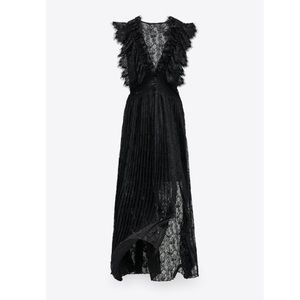 NWT ZARA LONG FALL BLACK LACE STUNNING DRESS